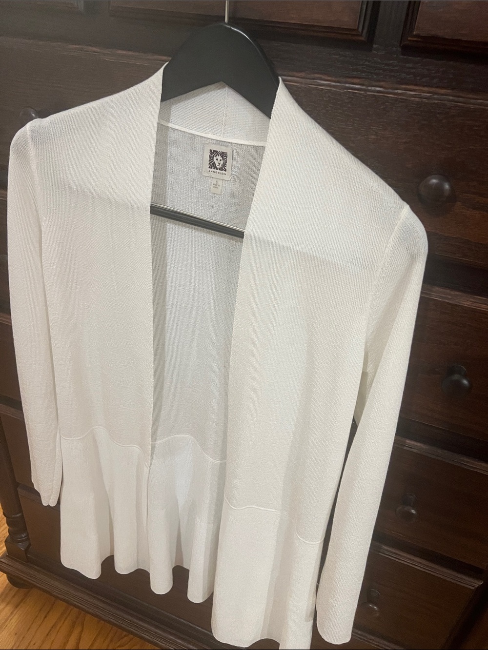 Anne Klein Open-Front Cream Cardigan